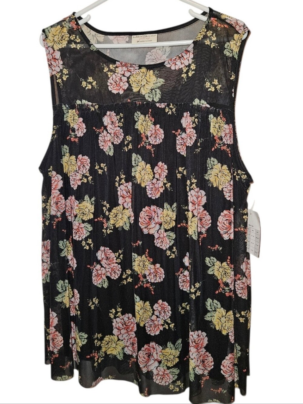 NWT - 3X Bobbie Brooks Floral Mesh Tank